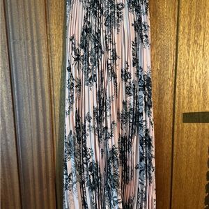 Blush Pink Floral Pleated Maxi Skirt